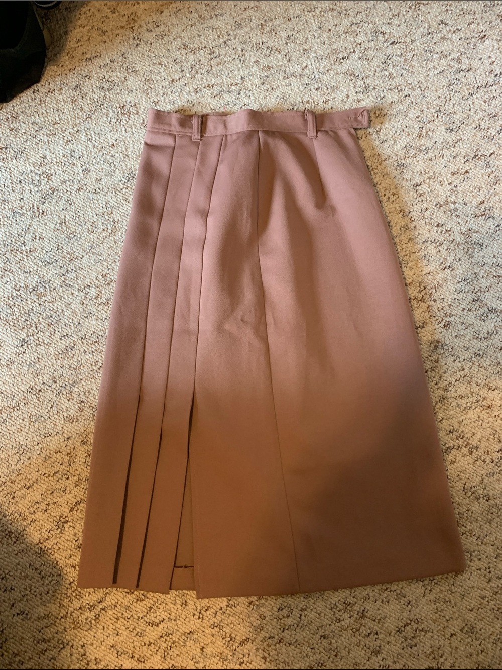 Vintage Pleated Midi Skirt in Mauve Pink